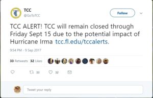Tallahassee Community College Closed Hurricane Irma