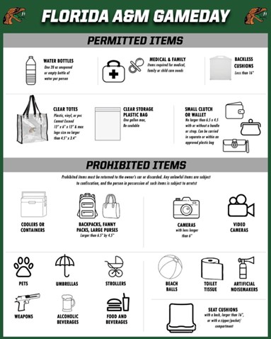 permitted items at famu football game